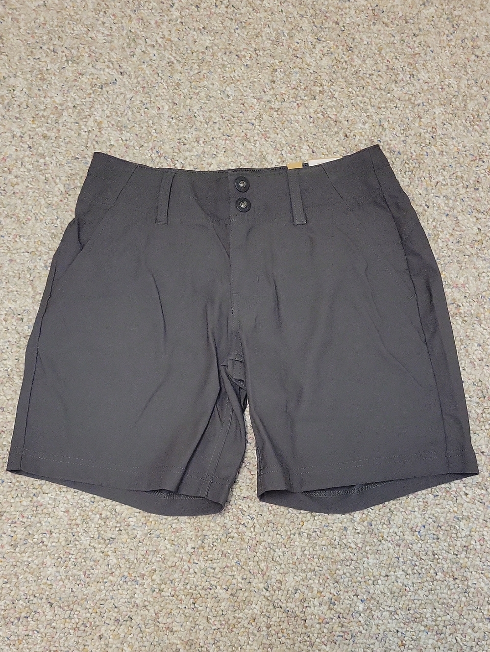 Prana Women's Charcoal Flat-Front Alana 7" Shorts Sz 4 New Outdoor Hiking Active